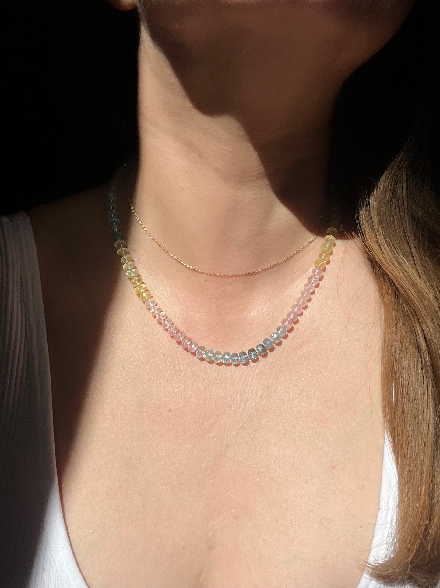 Aquamarine + Morganite Necklace